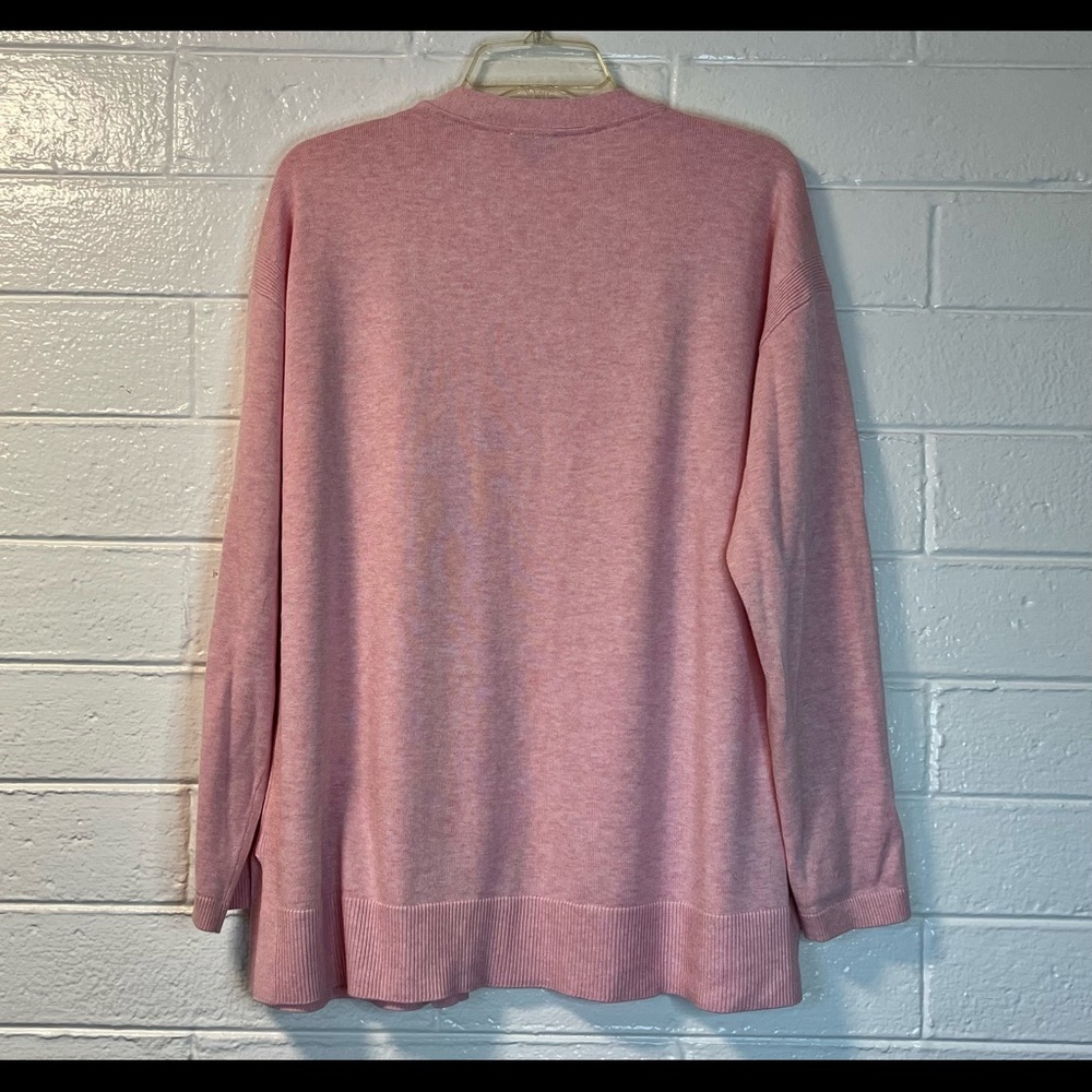 TALBOTS lightweight pink button front cotton / rayon cardigan, size L EUC - Picture 2 of 8